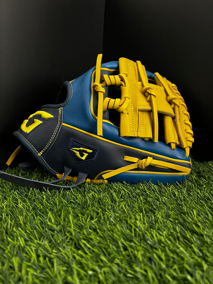 *CLOSEOUT* Mexican Kip - Navy/Yellow - I-Web Spiral Lace - Elite Infield Baseball Glove 11.5 - RH Throw